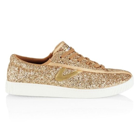 Tretorn Nylite Plus Glitter Low-Top Sneakers - Gold - 8.5 - Picture 1 of 14